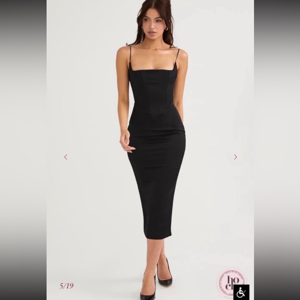 House of CB Anais Satin Corset Black Cocktail Dress